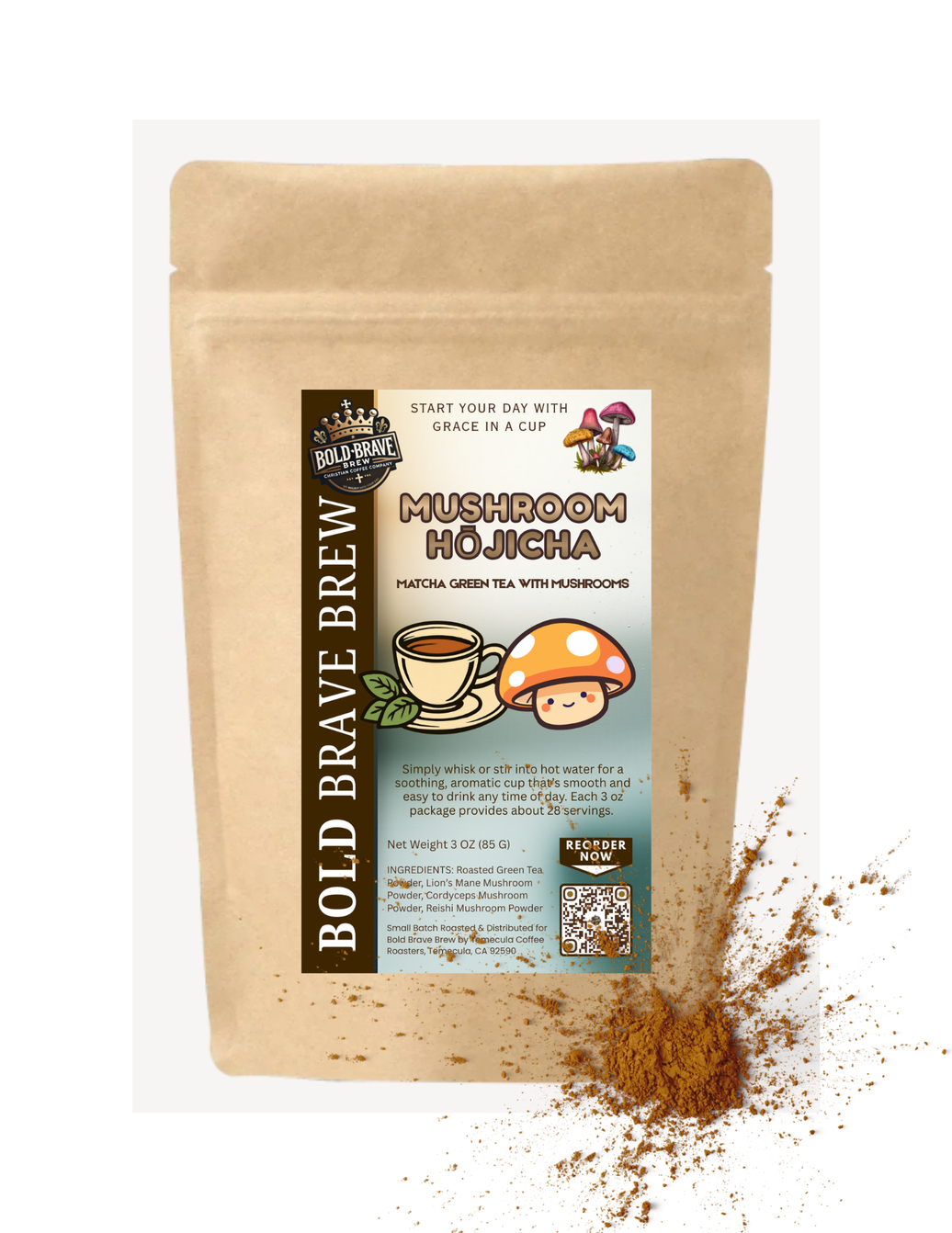 Hojicha Powder with Mushrooms